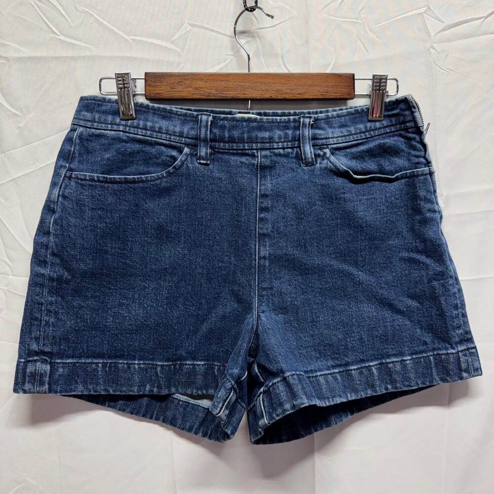 J. Crew Side Zip Denim Medium Wash Shorts Size 28 High Rise Tailored Utility